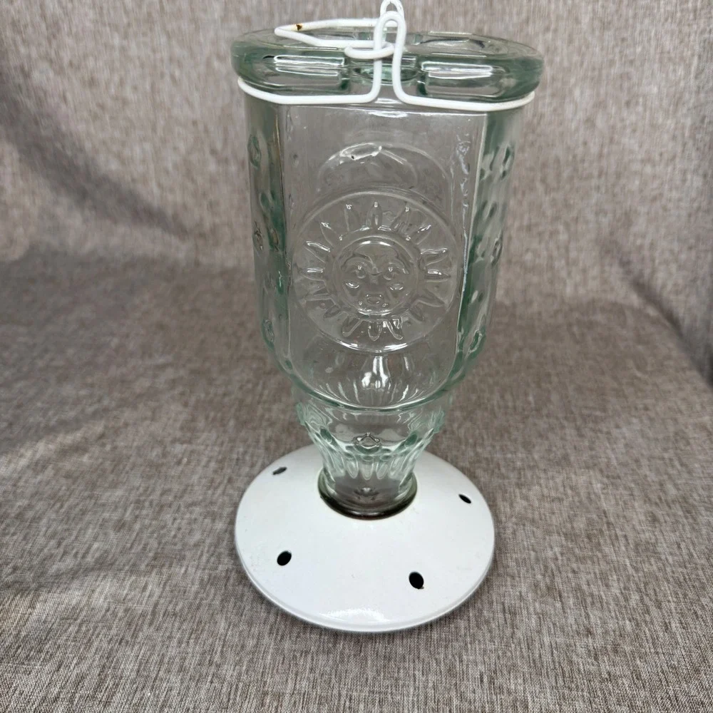 Vintage Sun Moon Celestial Glass HummingBird Feeder Hanging Whimsical